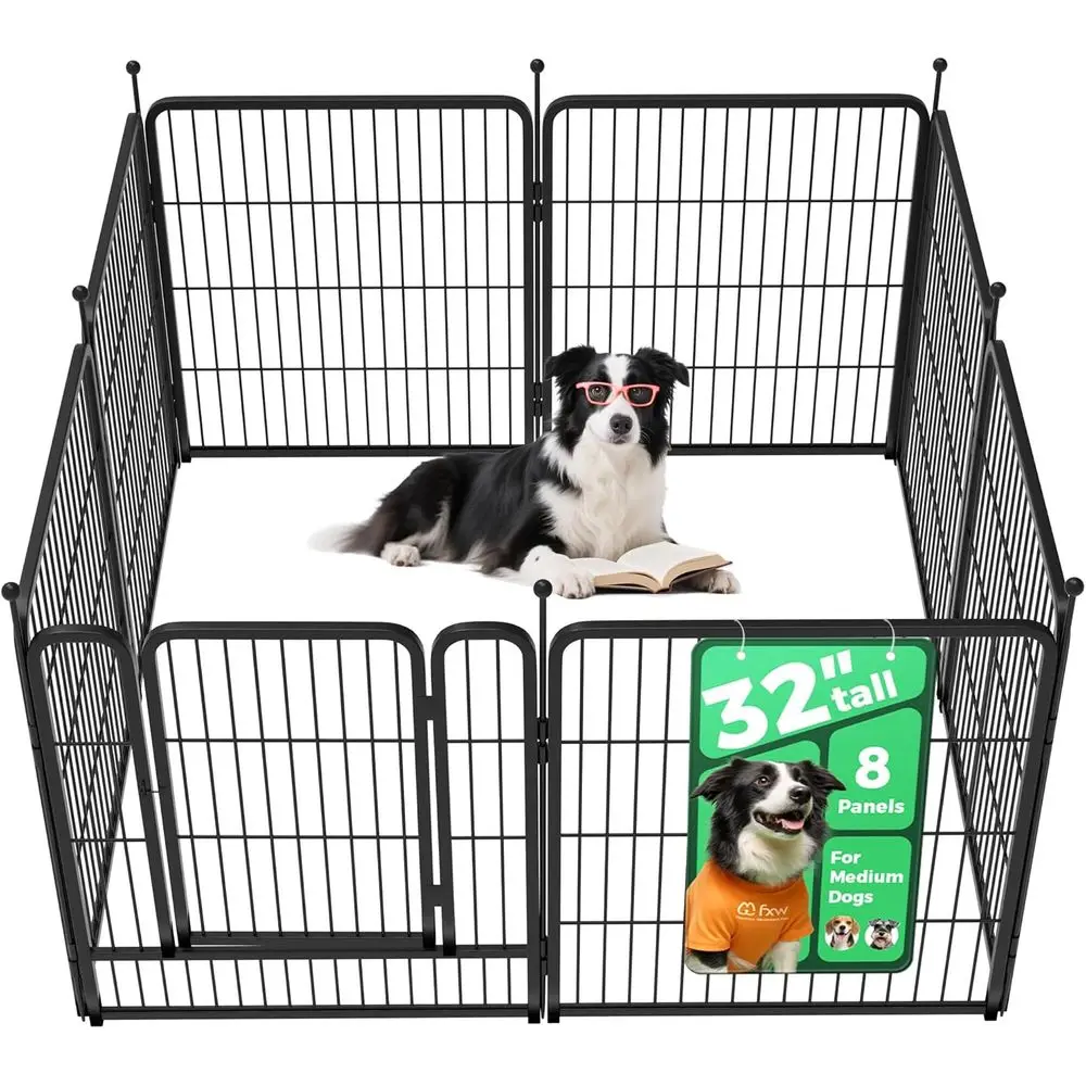 

Portable Dog Playpen for Indoor and Outdoor Use, 32 Inch, 8 Panels, Suitable for Small to Medium Dogs