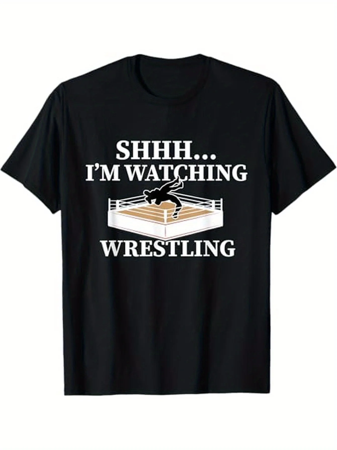 

Shhh I am Watching Wrestling Wrestling Lover Gift TShirt Black 100 Cotton Gift for Men Dad Friends S-XXXL