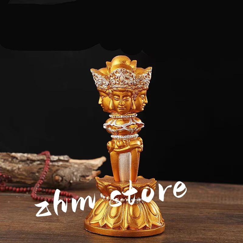 

19cm Gold Resin 3 Faces Vajra Tibetan Buddhist Supplies Sweeping Demon Putting Decortae King Kong Ornaments