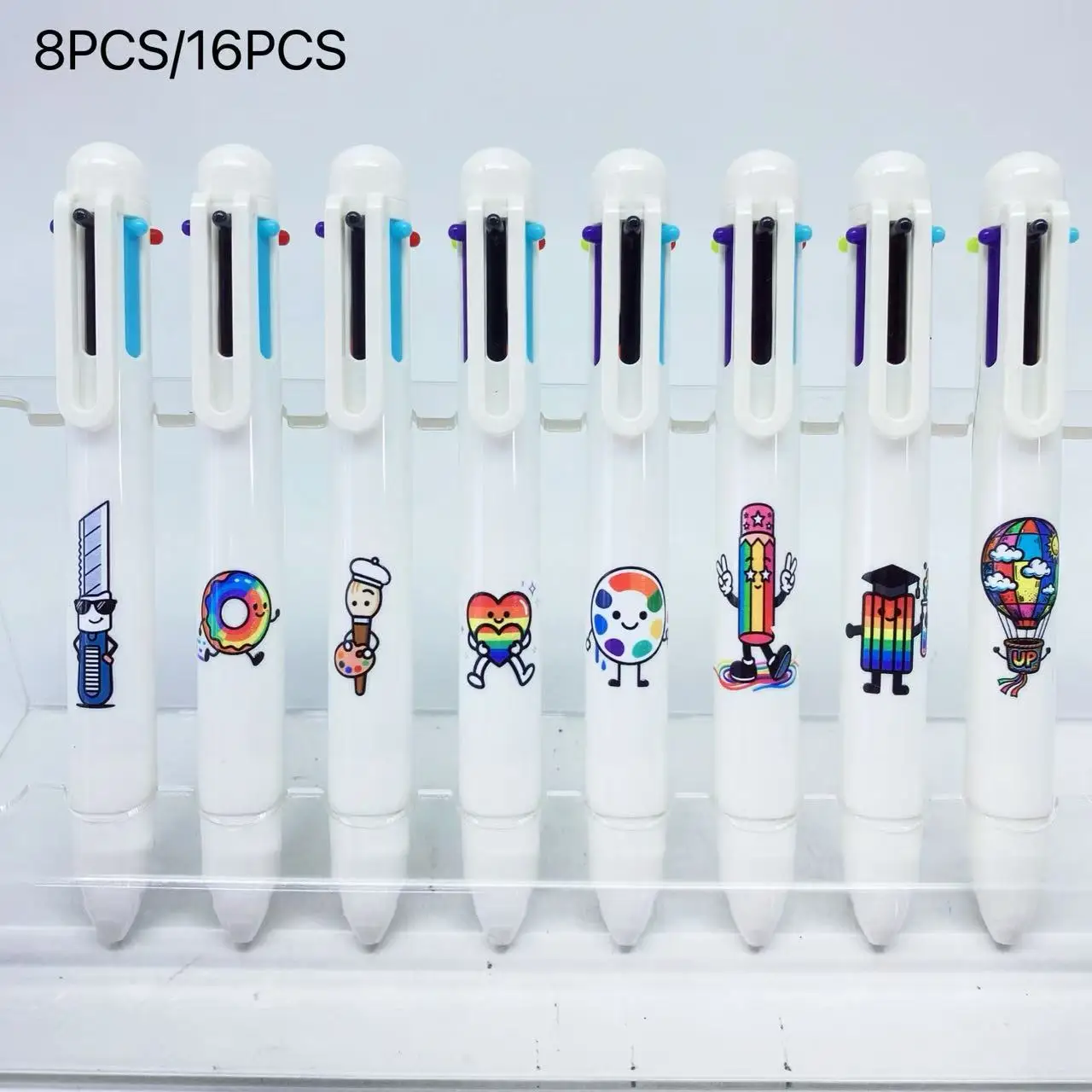 

Rainbow Brush White Set Multicolor Ballpoint Pens Six-in-One Student Writing Note-Taking Highlighter Pens