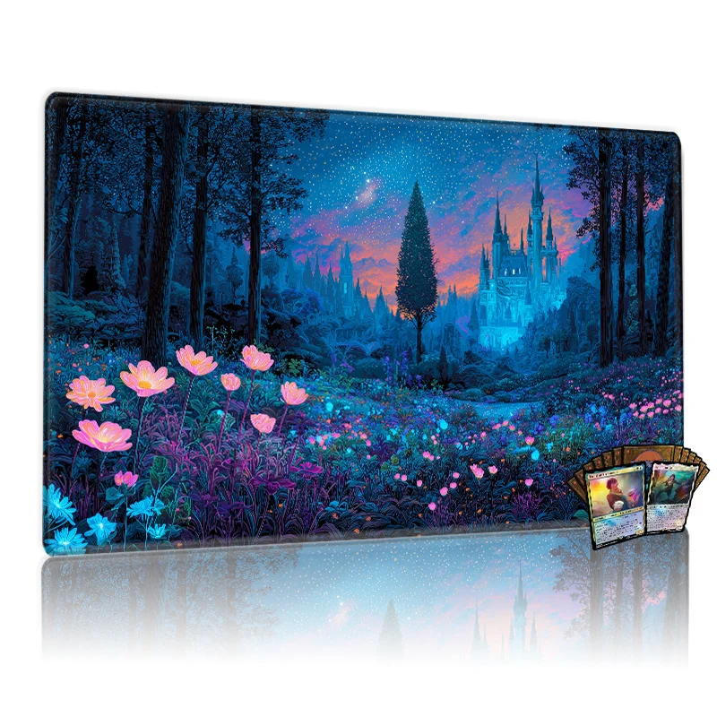 

Starry Night Flower Field Design Magic Party Game Mat Durable Rubber for MTG&TCG Games Mouse Pad Office Desk Mat Friendly Design