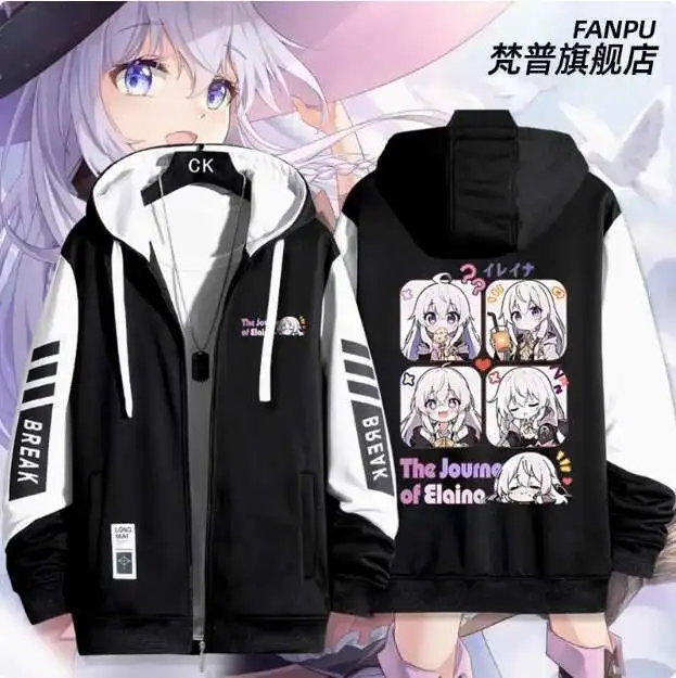 

Anime Wandering Witch: The Journey Of Elaina Cardigan Jacket Hoodie Autumn Winter Cosplay Men Women Coat Loose Tops anime