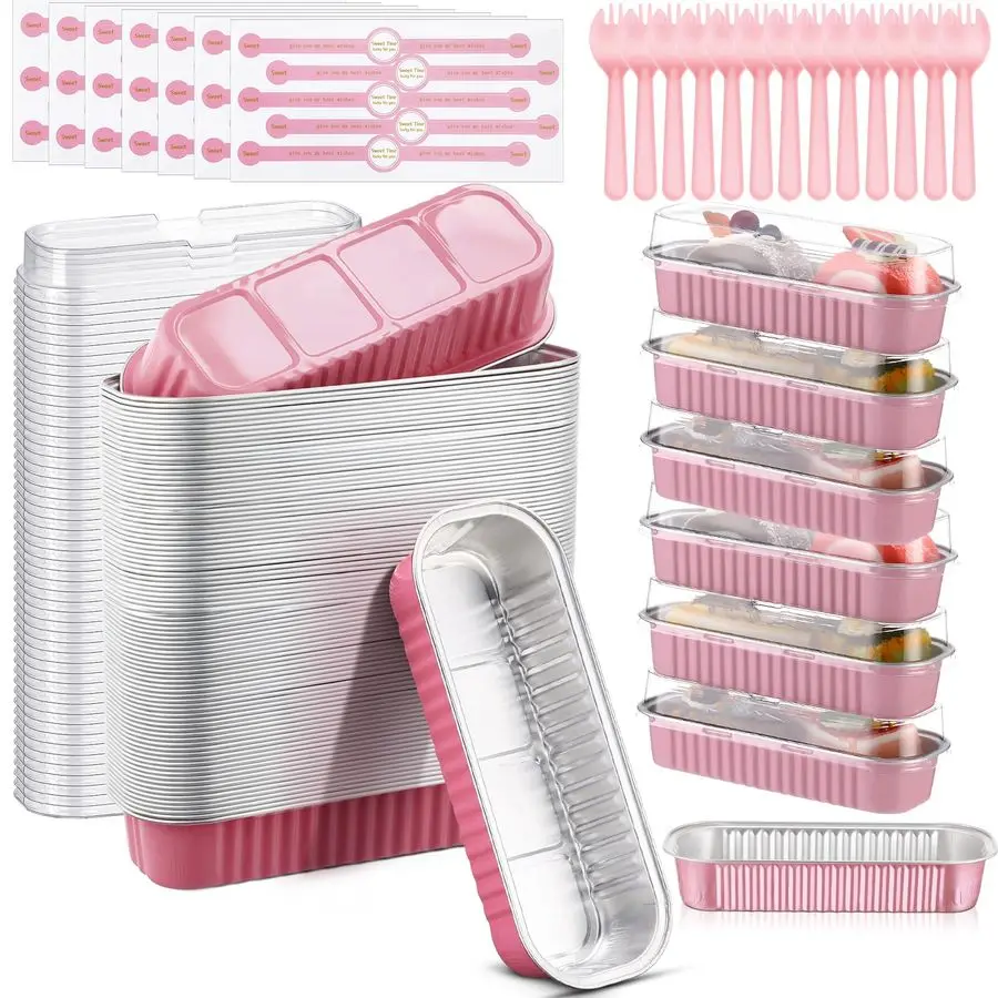 

200 шт. мини-форм для выпечки с крышками, ложками и герметизирующими наклейками, маленькие формы для кексов, одноразовые алюминиевые формы для выпечки капкейков