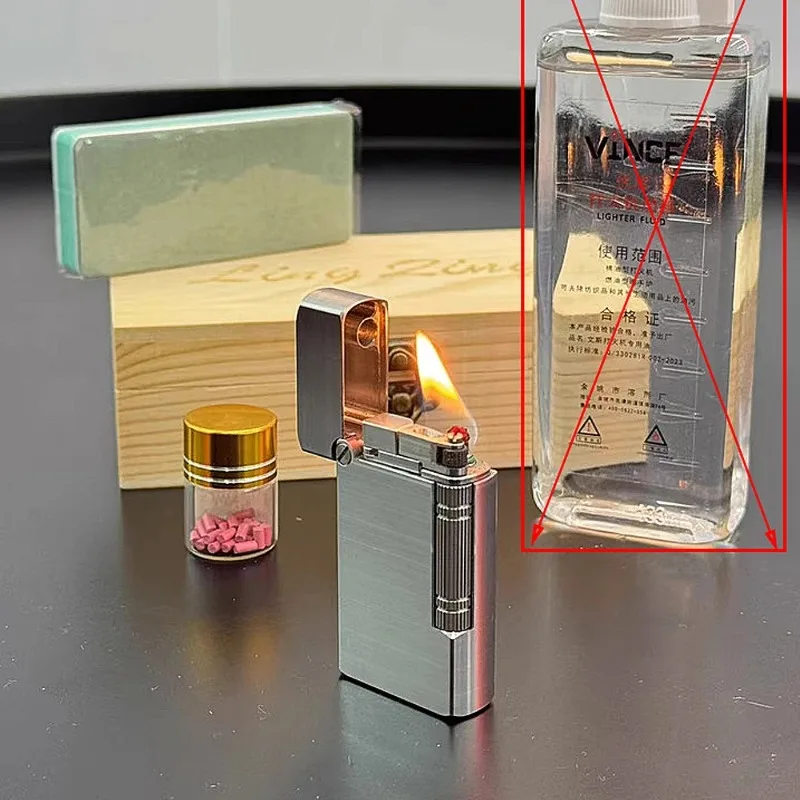 ولاعة زيت دقيقة عالية الجودة باستخدام الحاسب الآلي كاملة 316 من الفولاذ المقاوم للصدأ ولاعة الكيروسين صندوق هدايا خشبي نادر التعبئة والتغليف جمع التدخين #3