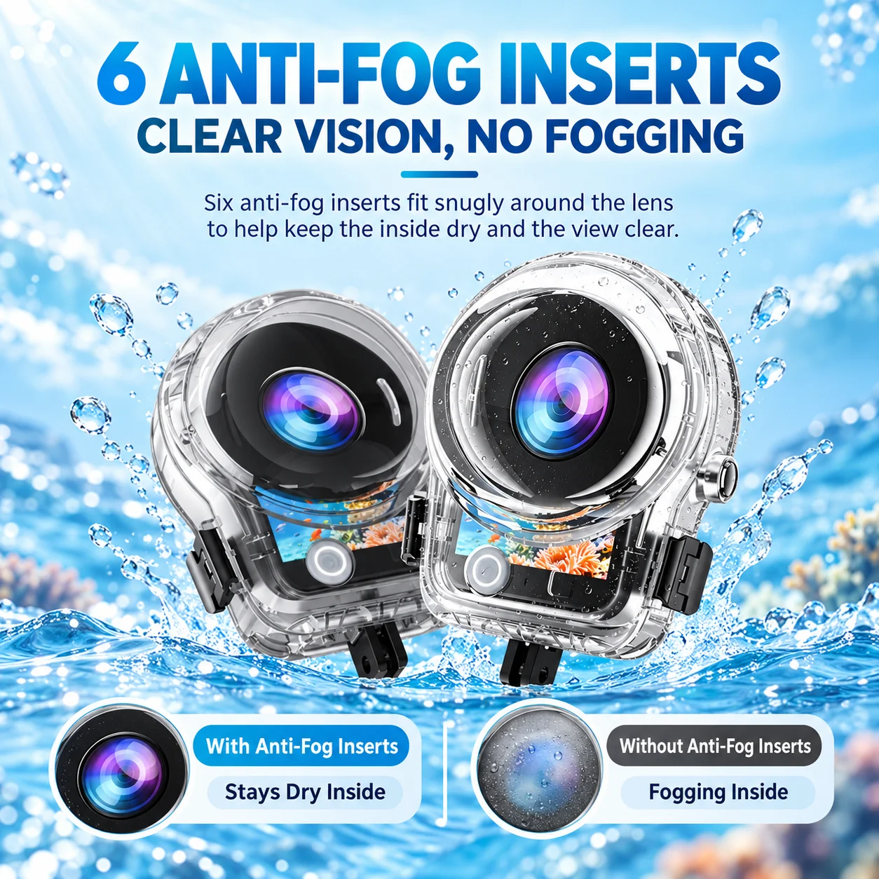 60M Waterproof Diving Housing for DJI Osmo 360 1 2 II Invisible Underwater Case Anti Fog Protective Camera Accessories
