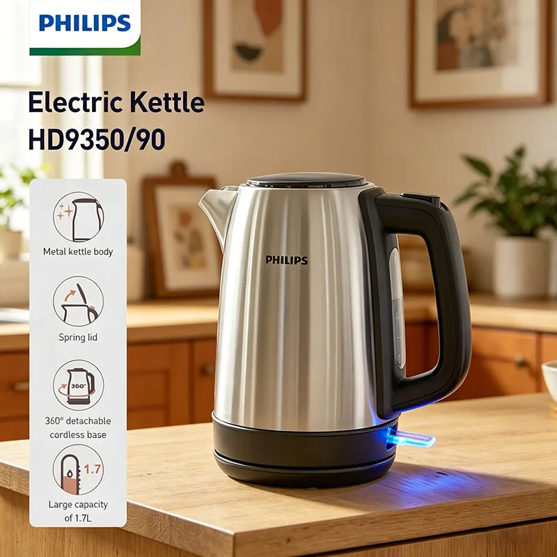 Philips HD9350/90 Electric Kettle Large Opening 1.7L Capacity Kettle Overheat Protection Anti Dry Burning Automatic Power-Off