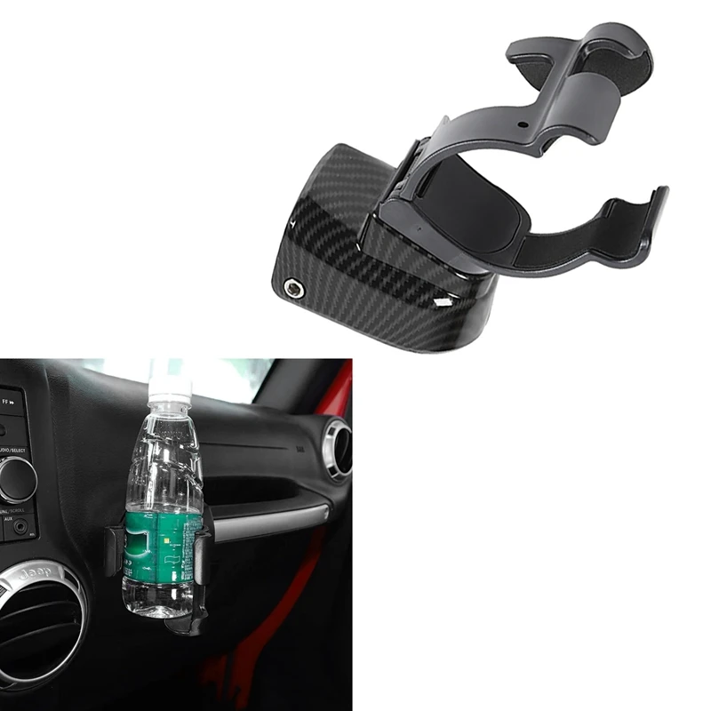 For Jeep Wrangler JK 2007-2010 Car Carbon Fiber Drink Water Cup Holder Mobile Phone Support Accessories