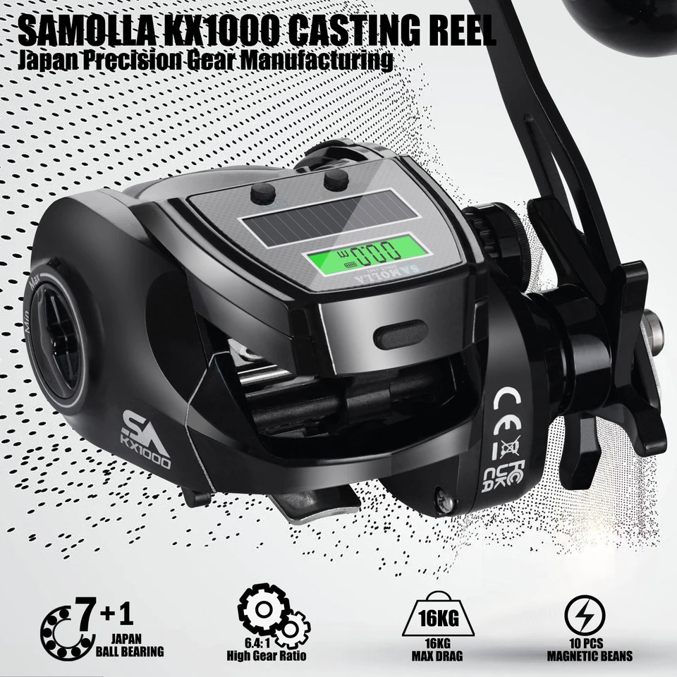 SAMOLLA 大型電子釣りリール、防水ベイトキャスティングリール深海氷
