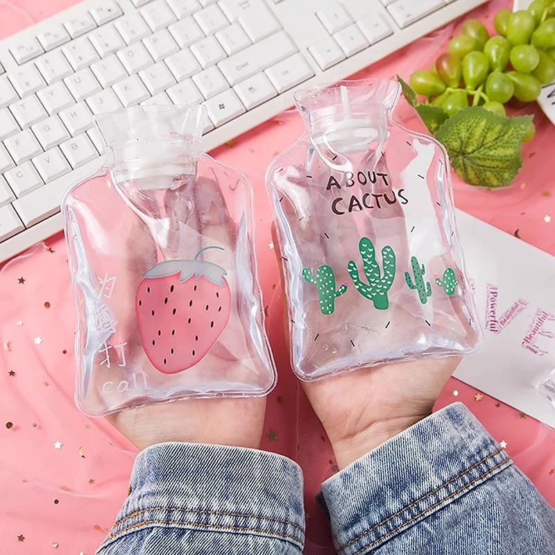 만화 투명 물주머니 휴대용 물 충전 뜨거운 물병, 핸드 워머 포켓, 손 발, PVC, 1 PC
