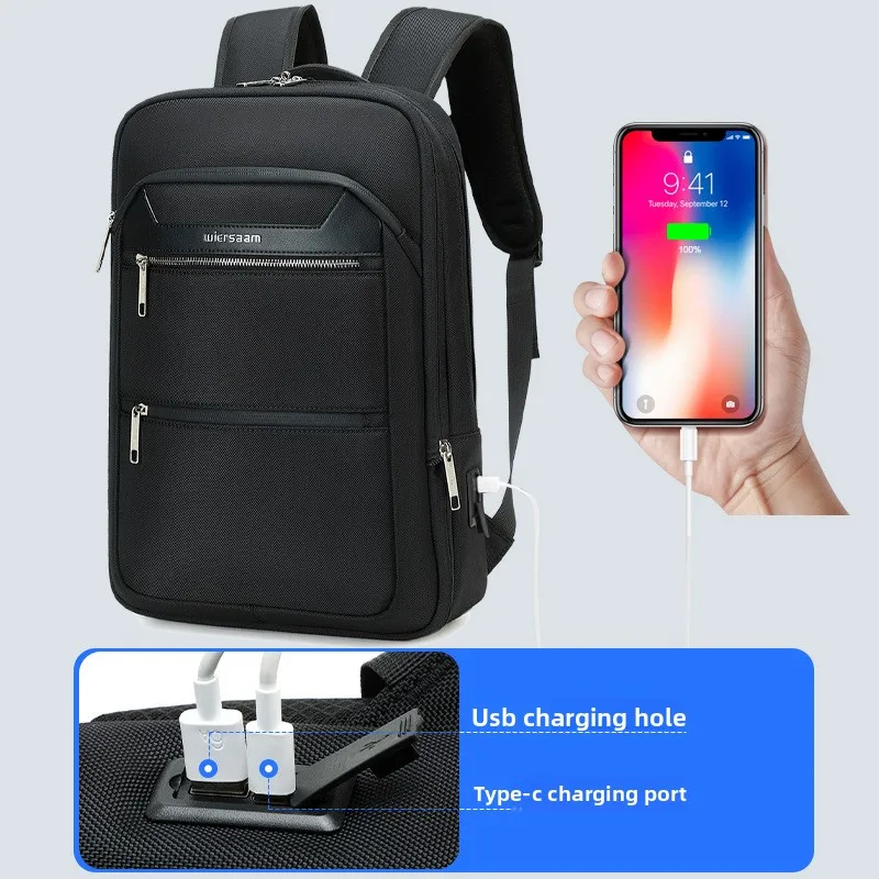 

Мужской деловой рюкзак большой емкости, расширяемая сумка для ноутбука, водонепроницаемая зарядка через USB, путешествия, пригородный модный рабочий школьный рюкзак