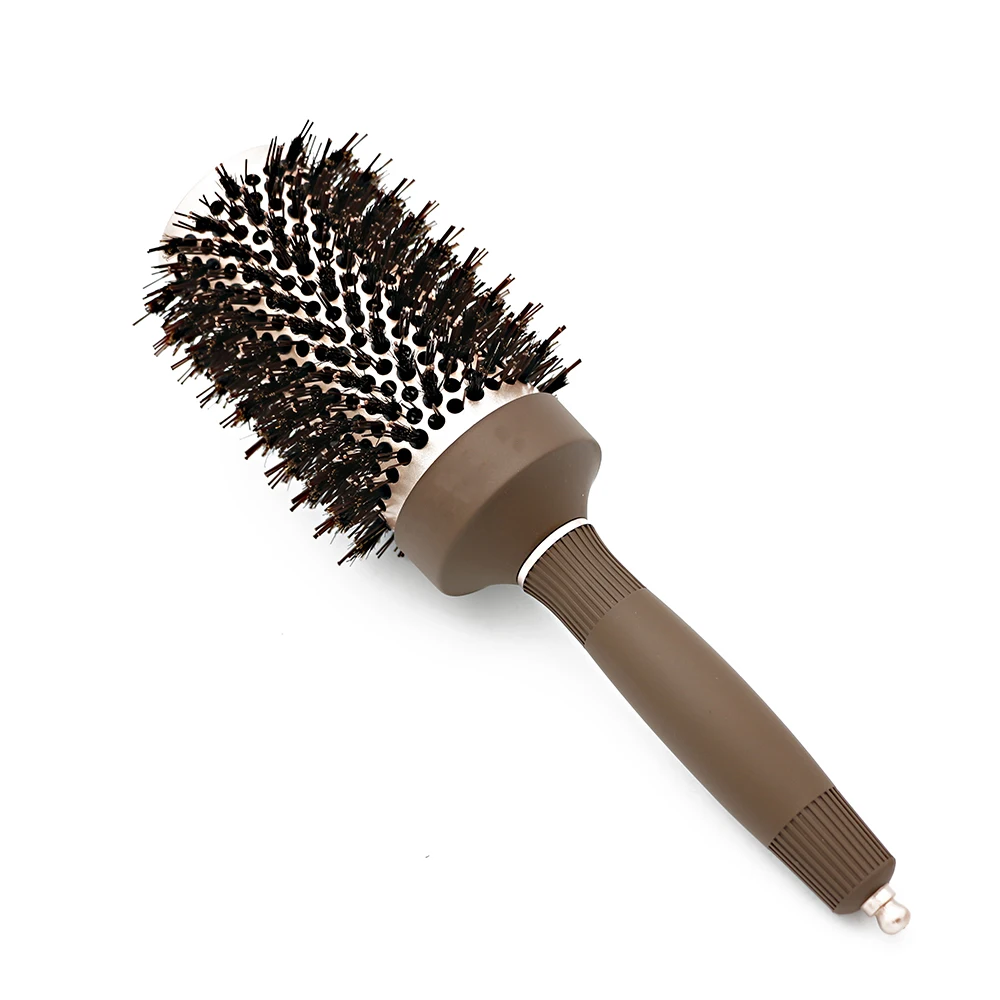 New Nano Technology Ionic Ceramic Hair Aluminum Brush Boar Bristle Hair Curly Comb Round Brushes For Hairdressing Salon