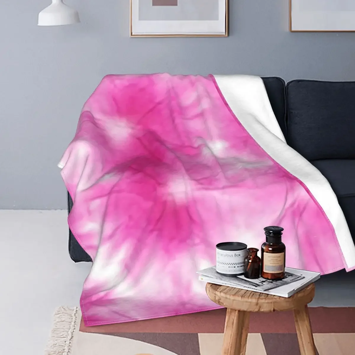 Abstract Tie Dye Blanket Rainbow Swirl Flannel Fleece Sofa Couch Bed Blanket Soft Warm Aesthetic Bedspread Twin King Queen Size