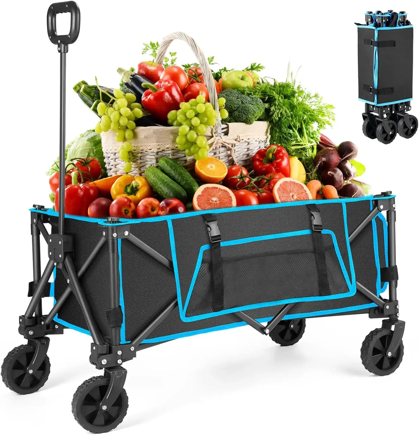 Carro de Mano Plegable, Morpilot Carrito Plegable para Jardín con 150L para Playa Casa Almacén Compras Deportes Pesca Camping