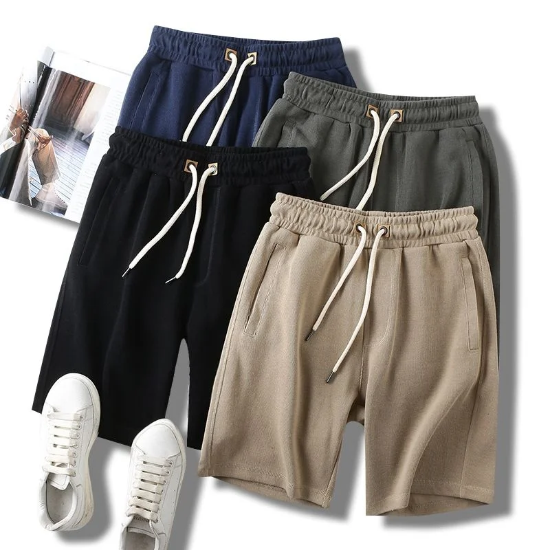 

Модные американские вязаные брюки для мужчин, летние свободные плотные брюки-капри прямого кроя для молодежи