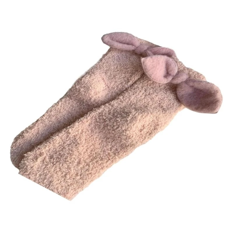 

Женские пушистые плюшевые тапочки, милые толстые теплые носки из кораллового флиса с бантом, 15UB