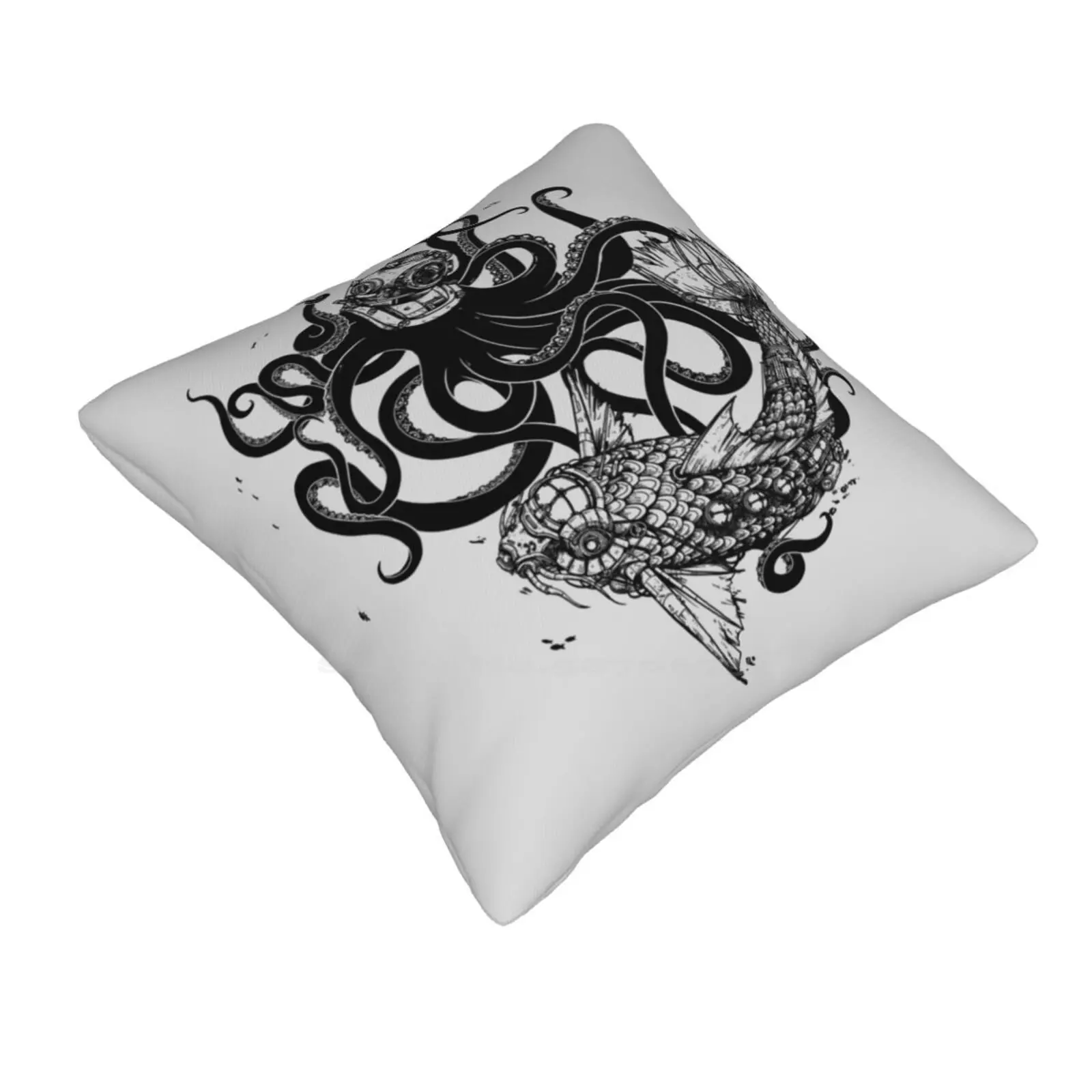 Into The Abyss Pillowslip Pillowcase Undersea Greay Epic Battle Submarine Beast Abyss Deep Steampunk Octopus