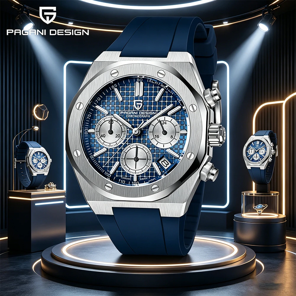PAGANI DESIGN 2026 Neue VK63 Herren Business Quarzuhr Saphirglas Edelstahl 20Bar Wasserdicht Sport Chronometer Code-Uhr