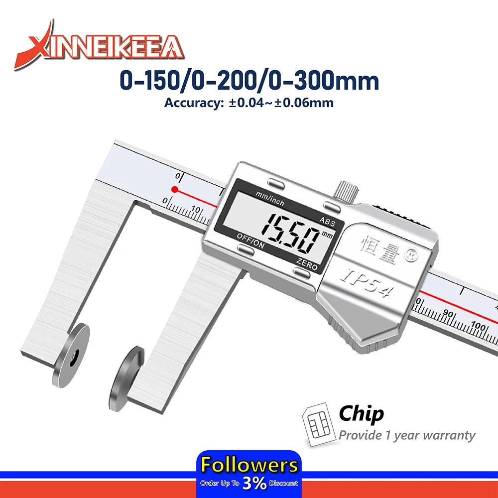 

0-150 0-200 0-300mm Disc Measuring Surface Digital Caliper Sponge Foam Thickness Measurement Stainless Steel Electronic Caliper