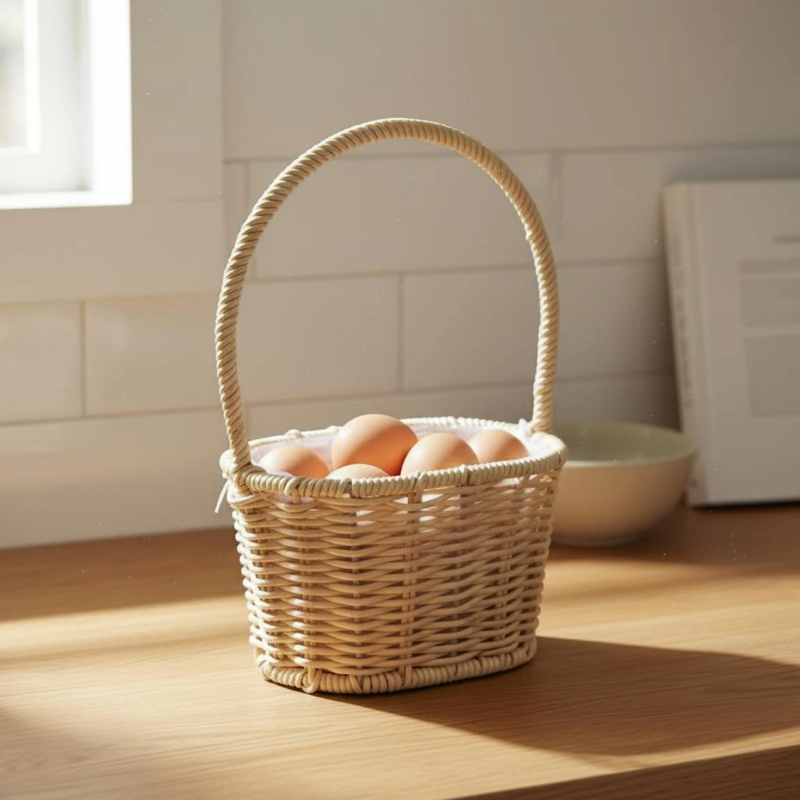 Picnic Basket Handwoven Wicker Design Easy to Carry Farmhouse Style Household Storage for Organizing Small Essentials view 2