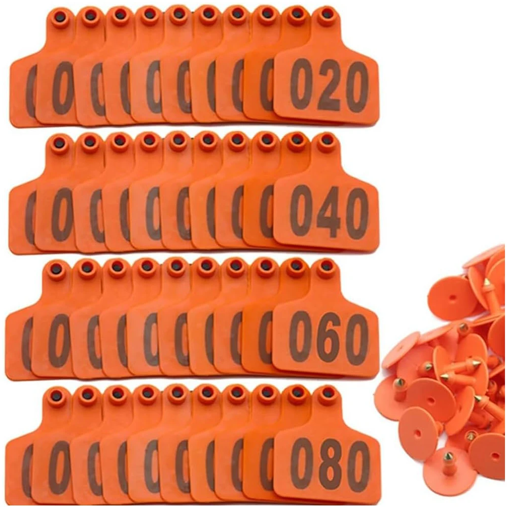 

Cattle Ear Tags, Plastic Livestock Ear Tags for Sheep Cattle Pig Hog with Number 001-100, Animal Identification Ear Tag