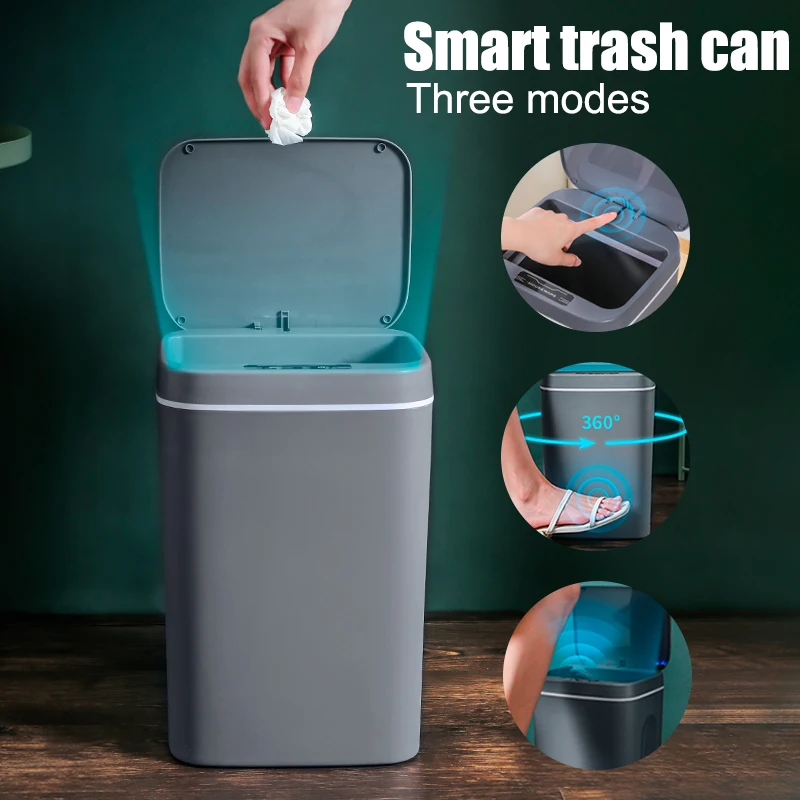 

16L Smart Trash Can Automatic Sensor Dustbin Electric Waste Bin Waterproof Wastebasket For Kitchen Bathroom Recycling Trash Bin