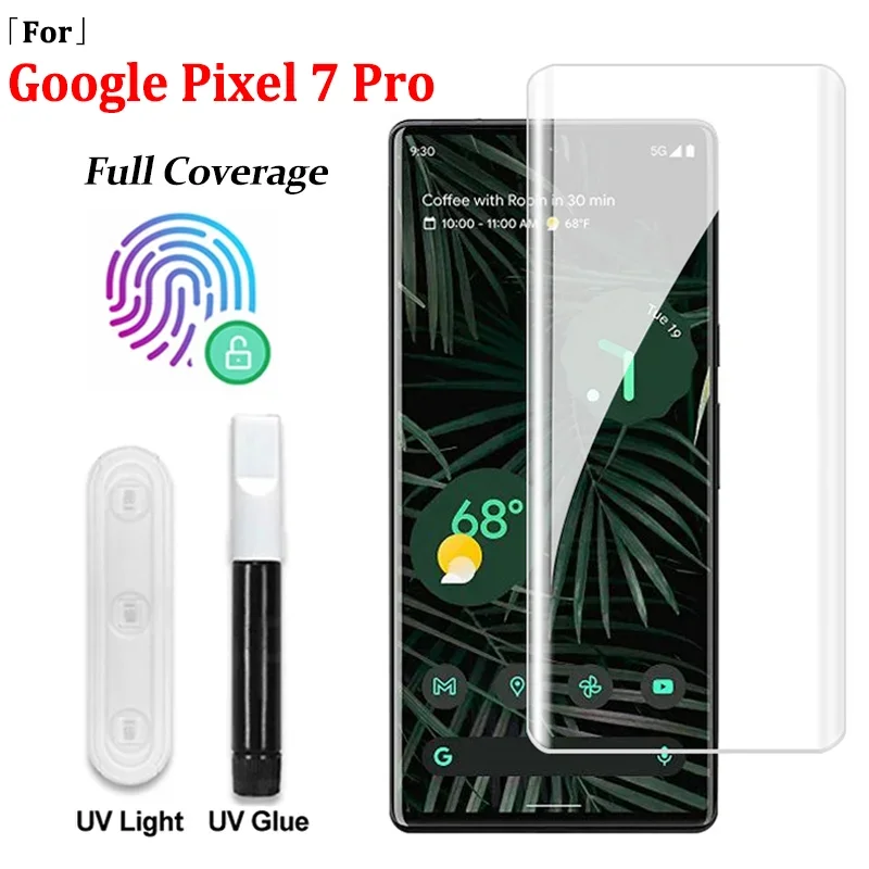 2Pcs UV Liquid Glue Full Screen Protector for Google Pixel 7 Pro Phone Protection Film for Google 6A 7 Pro 5G Tempered Glass