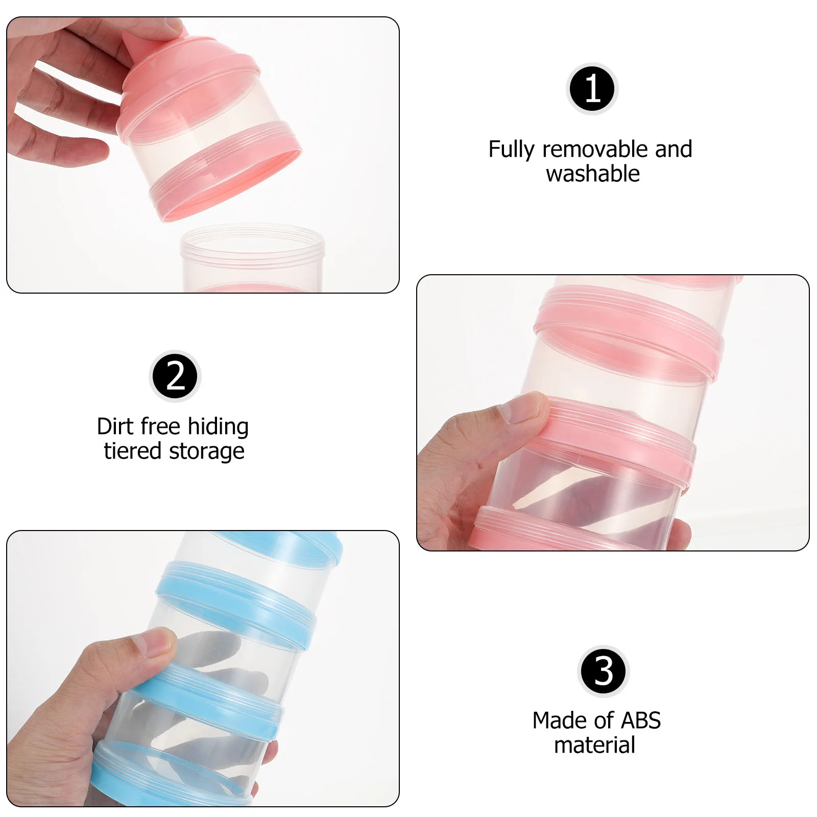 

2Pcs 3 Compartments Baby Snack Boxes Independent Storage Cases Compact Design Oil Based Pen for Nutritious Feeding