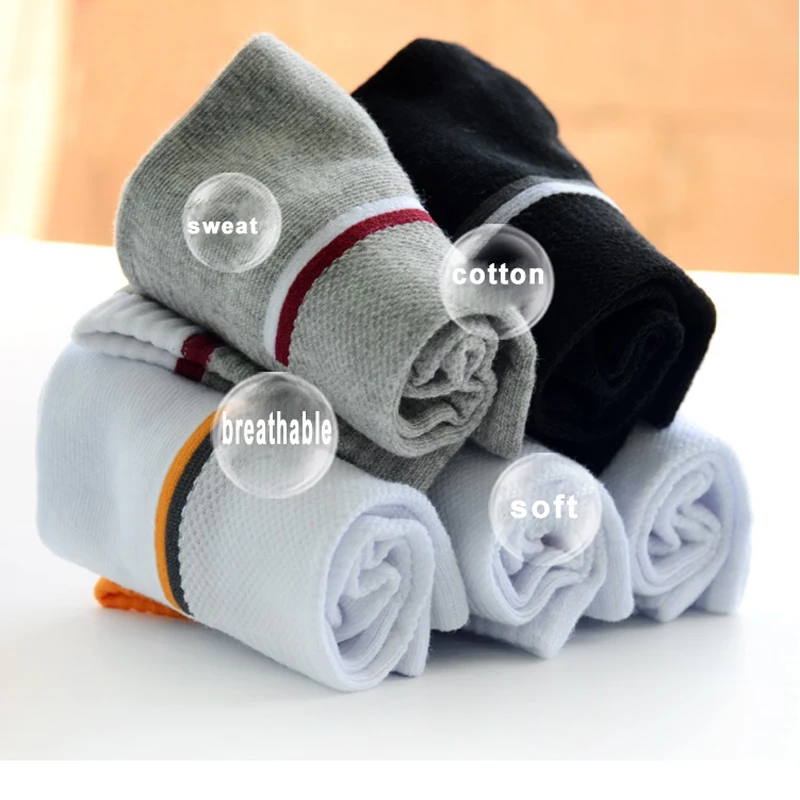 5 Pairs/Lot Spring Summer Men\'s Socks Breathable Ankle Cotton Sport Socks Mesh Casual Athletic Thin Short Sokken Size 38-48