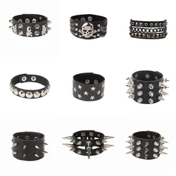 2022 Punk Rivet Nightclub Trend Bracelet Skull Bracelets Bangle Stainless steel Gothic Multi-level Fashion Jewelry wholesale