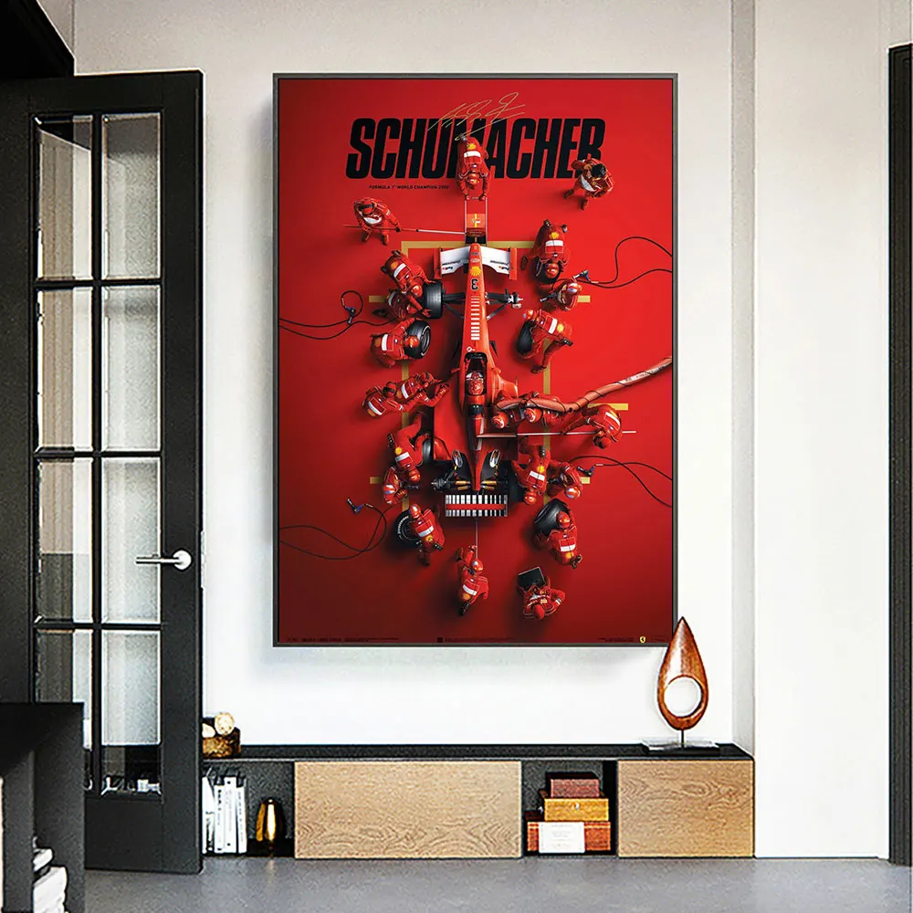 

F1 Michael Schumacher Racing Car Poster Canvas Painting Portrait Prints Wall Art Pictures For Living Room Home Decor Frameless