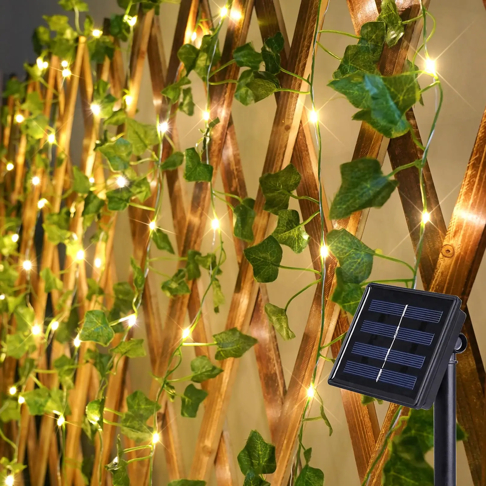 

Solar Fairy Lights with Vine 33ft 100 Led Ivy Solar String Light Outdoor Waterproof 8 Modes Leaf Lights for Balcony Yard Patio