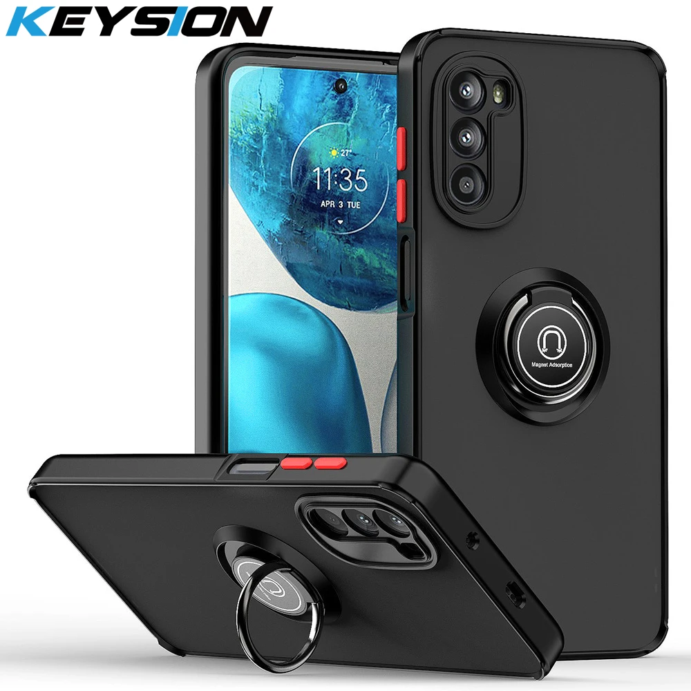 KEYSION Matte Case for Motorola MOTO G52 G82 G71 G51 G41 G60S Transparent Shockproof Ring Phone Cover for MOTO G 5G 2022