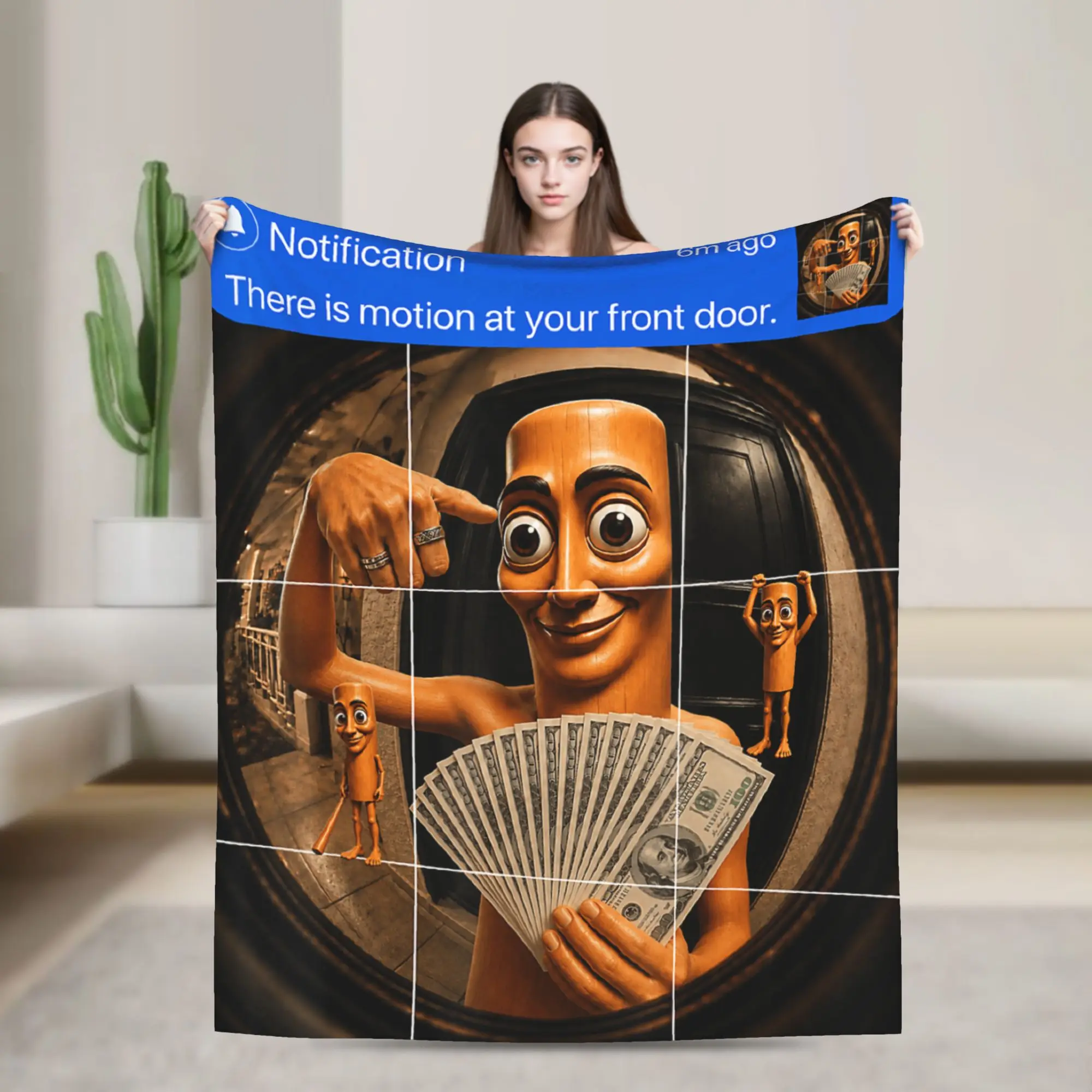 There is Motion At Your Front Door Tung Tung Tung Sahur Meme Blanket Warm Bedding Throws Winter Plane Travel Couch Bed Bedspread