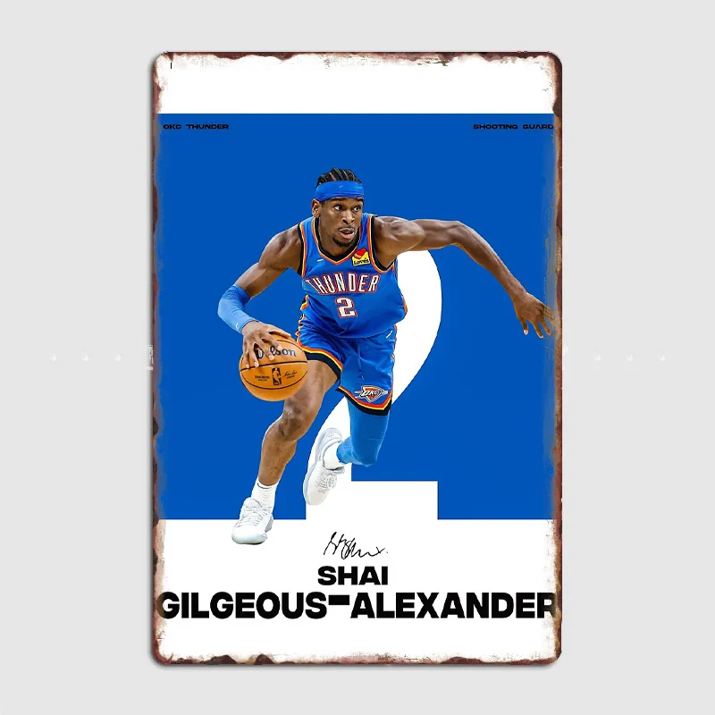 

Shai Gilgeous-Alexander Retro Poster Metal Sign Posters Bar Interior Bedroom Wall Art Vintage Home Decor Room Decoration