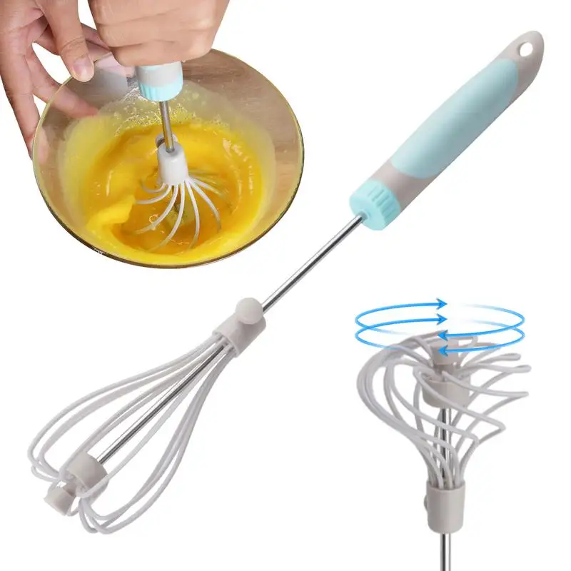 Semi Automatic Whisk Hand Push Mixer Stirrer Rotating Push Whisk Mixer Kitchen Utensil For Blending Whisking Beating