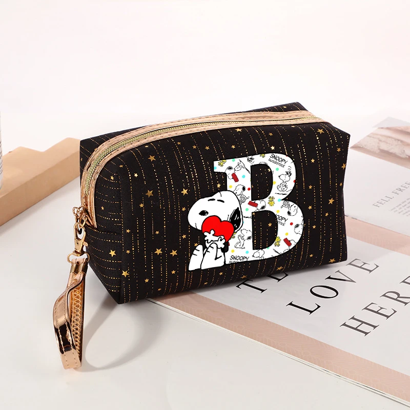 Snoopy Makeup Bag Fashion Cartoon Portable Toiletry Waterproof Travel Cosmetics Storage for Women Sparkling Star Printed Handbag