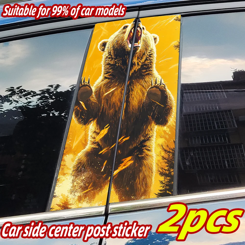 

Fierce Bear Car Stickers Car B-pillar Decals Waterproof Auto Center Pillar Sticker Cover Scratches Vehicle Decors Accessories