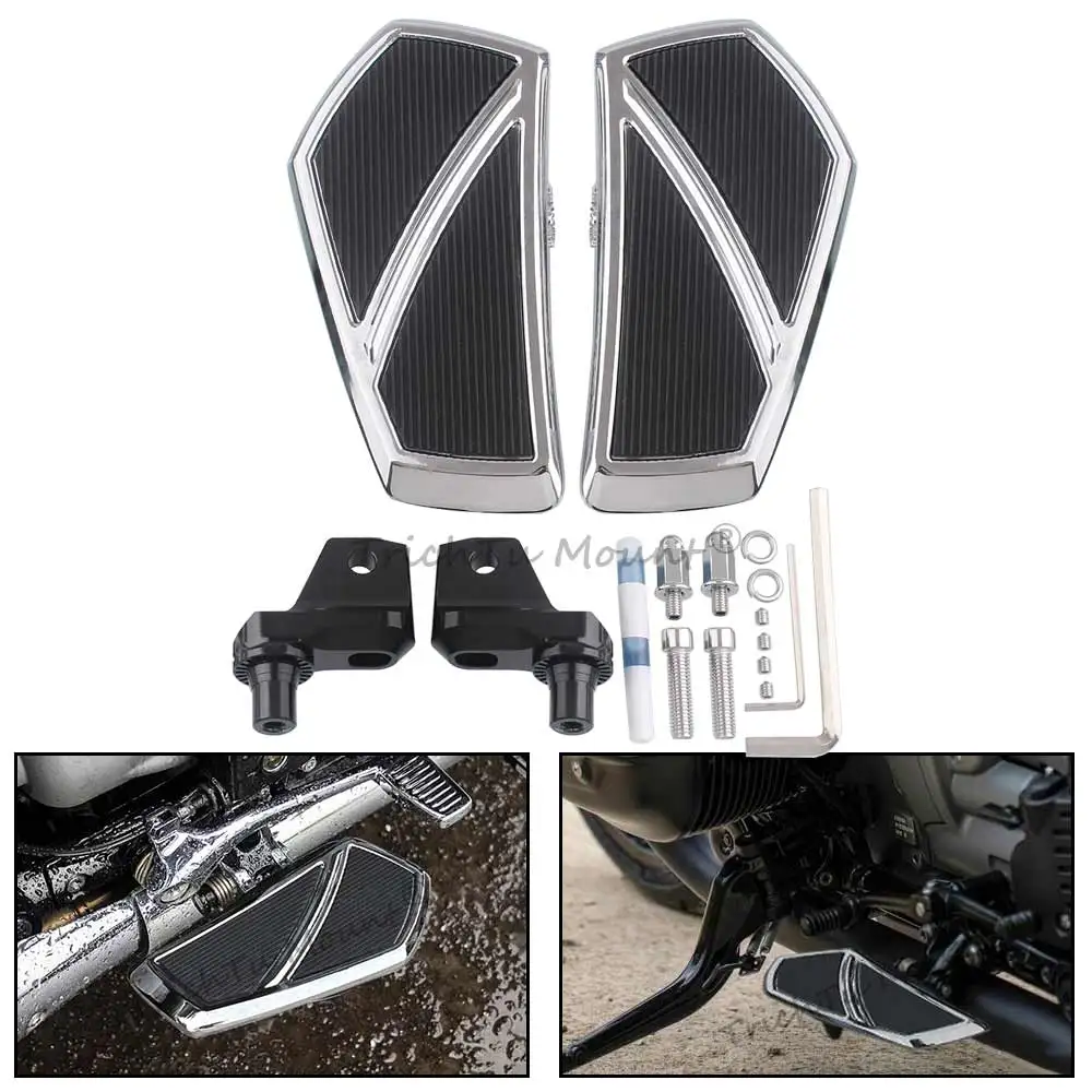 

1Pair Driver Wide Footrests Fit For Bmw R18 Classic 100 Years Models 2020-2023 High Quality Material Chrome With Non-Slip Rubber