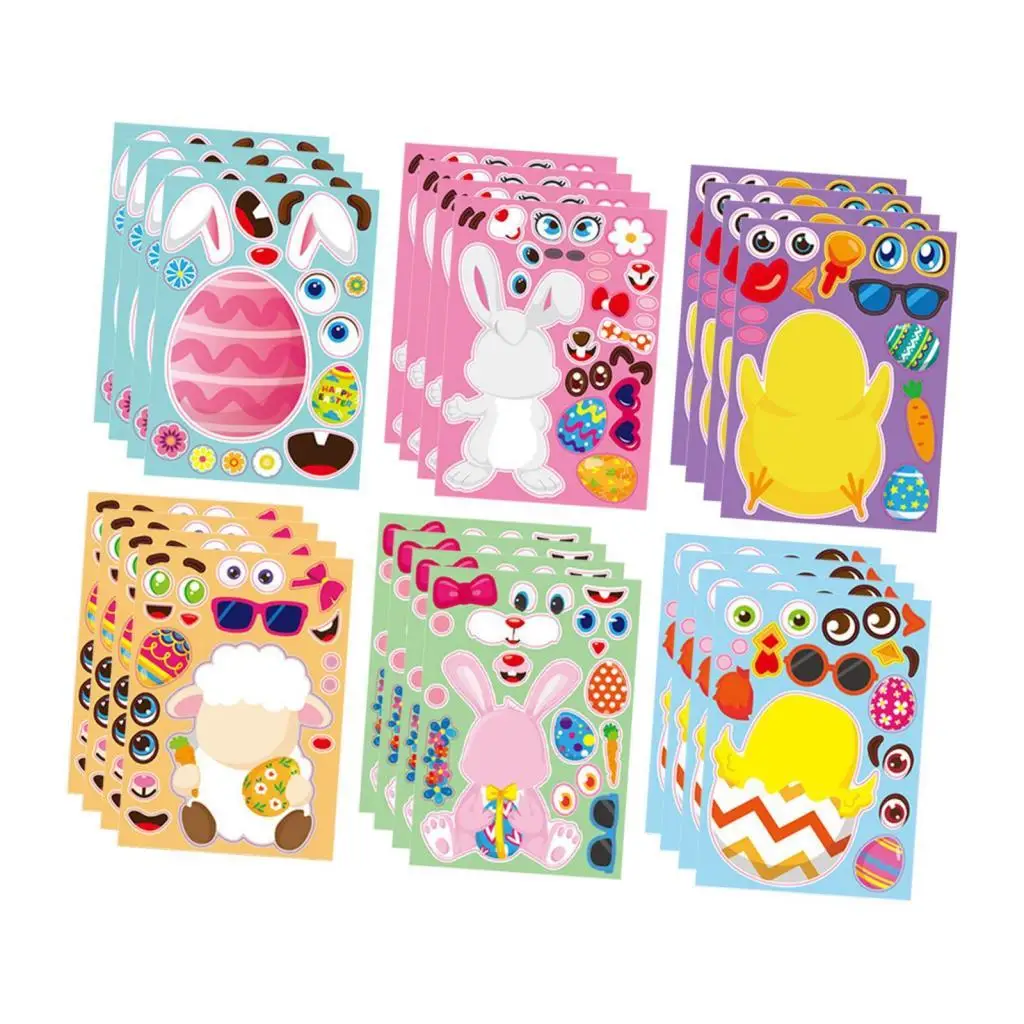 24x DIY ทําสติกเกอร์ของคุณเองสติกเกอร์ปาร์ตี้อีสเตอร์สติกเกอร์ตกแต่งอีสเตอร์