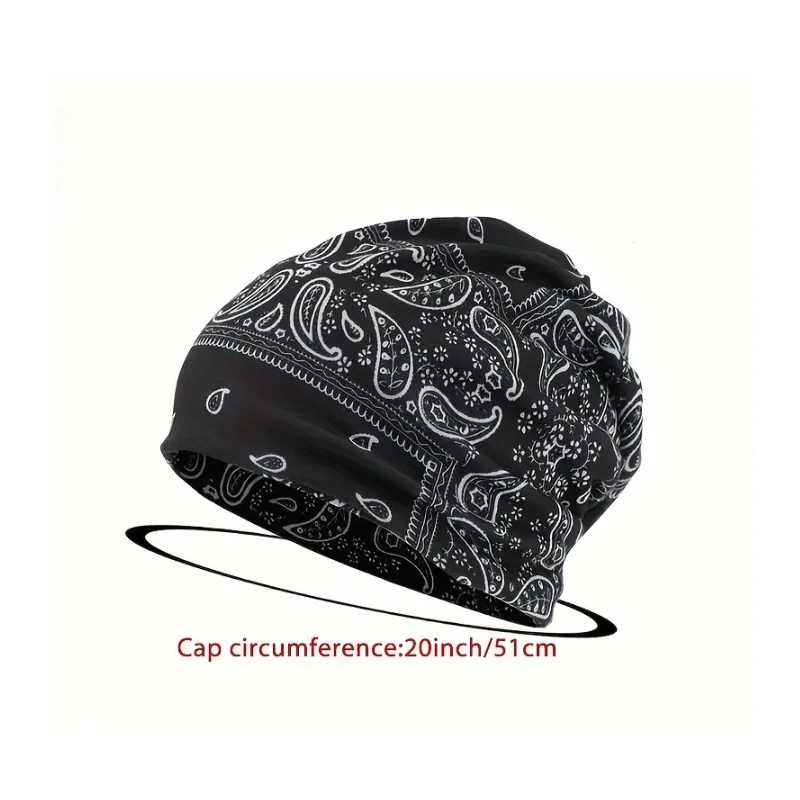 قبعة جديدة بدون إطار لحماية الأذن، غطاء رأس بنمط زهرة الكاجو، قبعة كومة مطبوعة للرجال والنساء #2