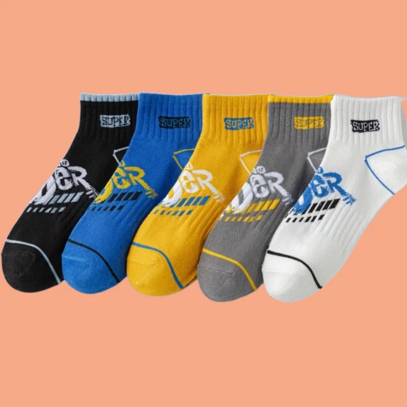 5/10 Pairs Spring and Summer Thin Boys Sports Socks Sweat-absorbent Men's Socks Short Cotton Socks Trendy 2024 New Men's Socks