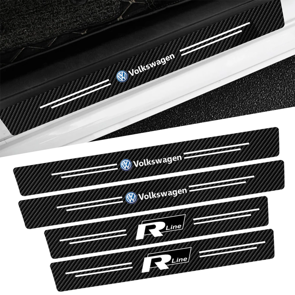 

Cup Holders Carbon Fiber Car Door Sill Protector Stickers Accessories For Volkswagen GTI Golf Polo 6 7 Passat VW CC Tiguan T-ROC