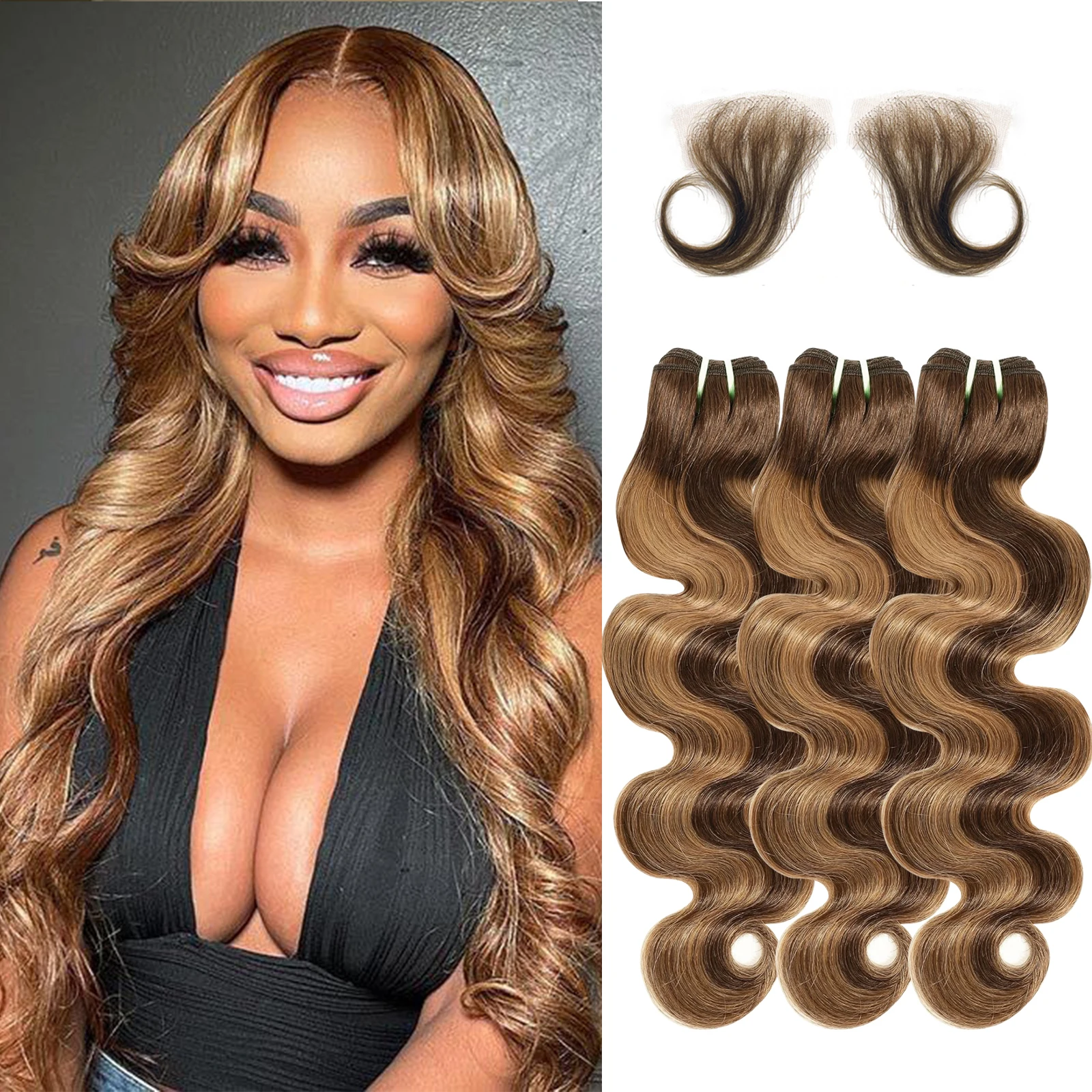 

Highlight Body Wave Bundles Human Hair 3 Bundles 100% Unprocessed Brazilian Virgin Hair Extensions Weave Raw Human Hair Bundles
