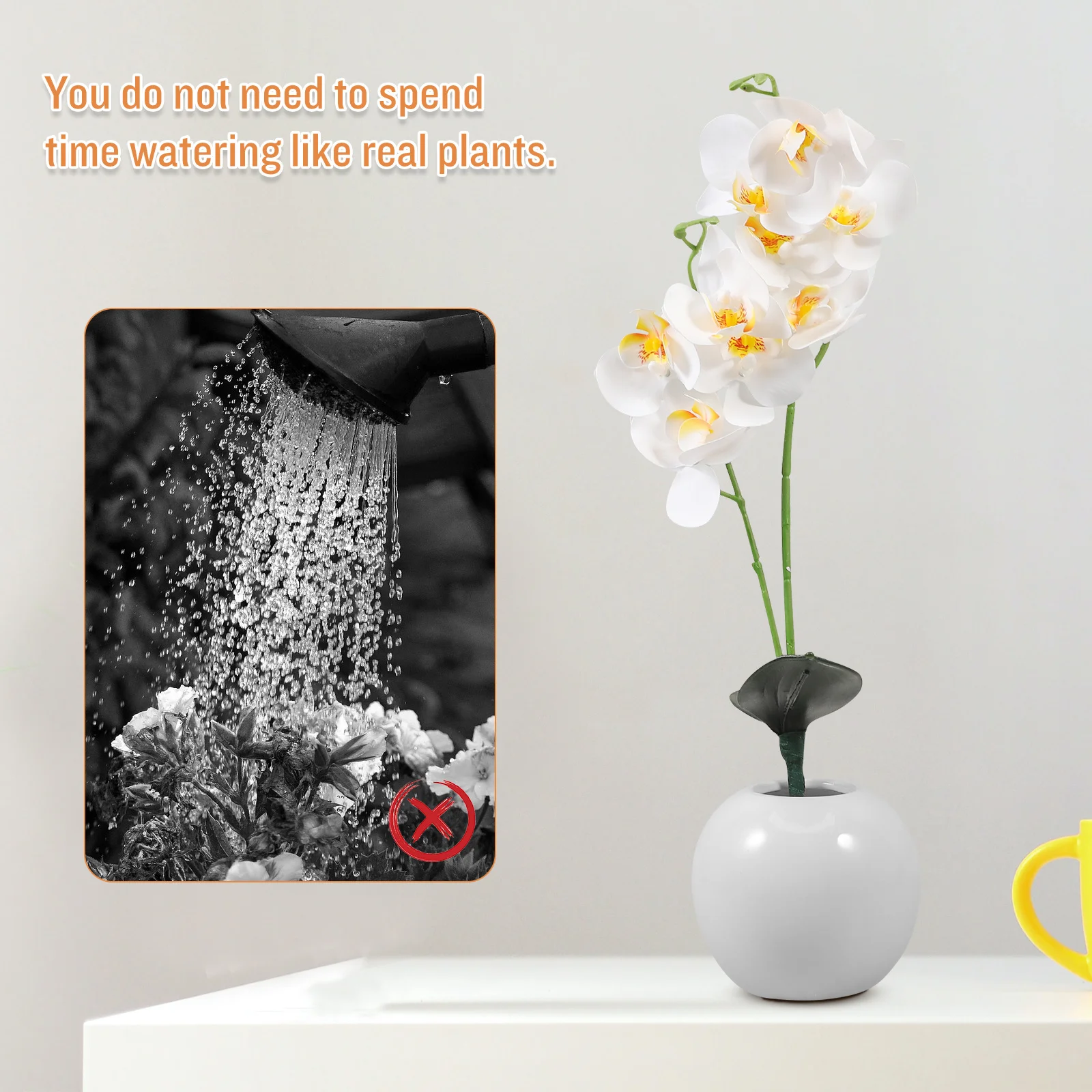 

Simulation Phalaenopsis Bonsai Faux Plant Ornament Artificial Potted Plant Decorative for Office Home Tabletop Decor