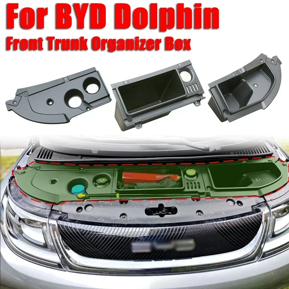 For BYD Dolphin EA1 ATTO2 EV Car Front Trunk Organizer Box Left Rudder Engine Room Storage Box Large Capacity Accessory