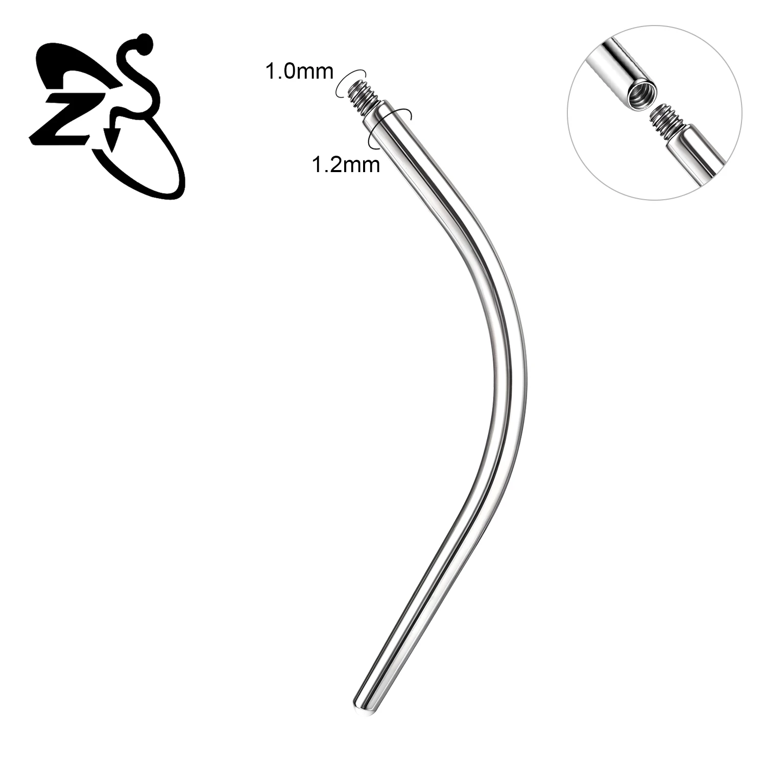 ZS 1 ST Recht Gebogen Rvs Taper Tool Draadloze Inbrengen Schroef Op Assistent Kit Voor Oor/Neus/Navel piercing Gereedschap