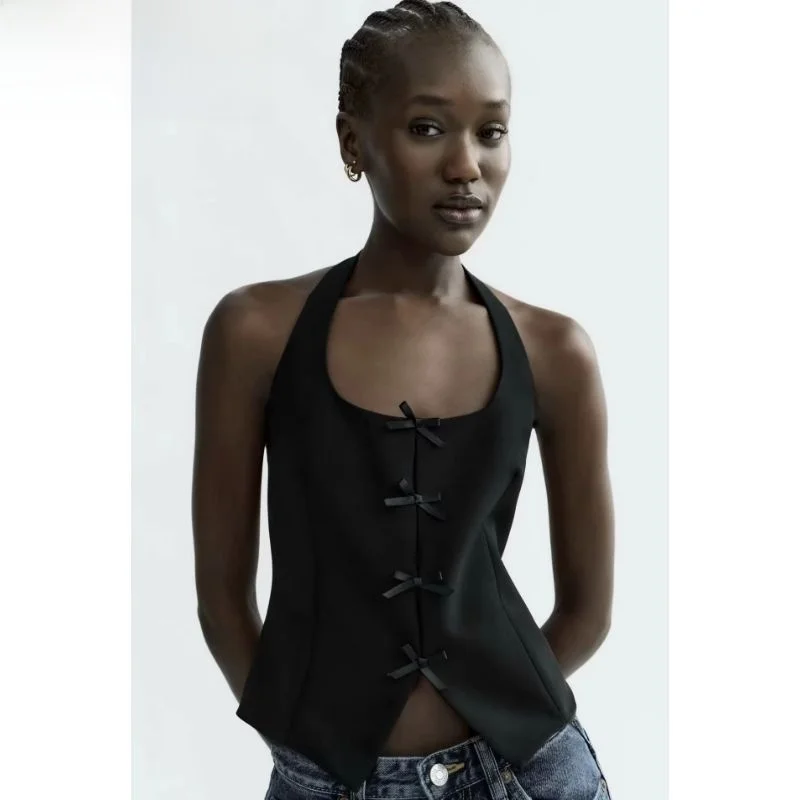 

2023 Autumn New Knot Hanging Ne Sle Vest Top Women's Outerwear 9094536 802 Original Design Triacetate Fiber