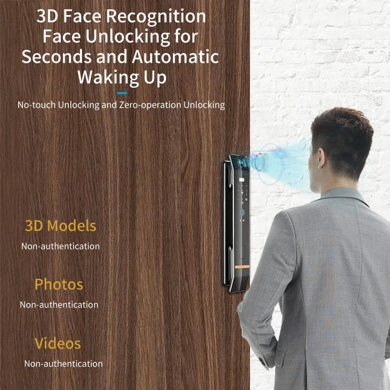 3D Face Smart Door Lock Biometric Recognition Fingerprint Password IC Card APP Wifi Lock Unlock for Home House Apartment