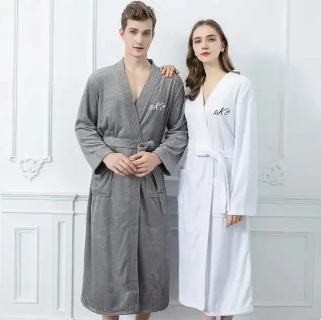 Personalization Hooded Bathrobe for Couples Custom Winter Hooded Bathrobes Wedding Husband Wife Gift King Customized Bath Robes