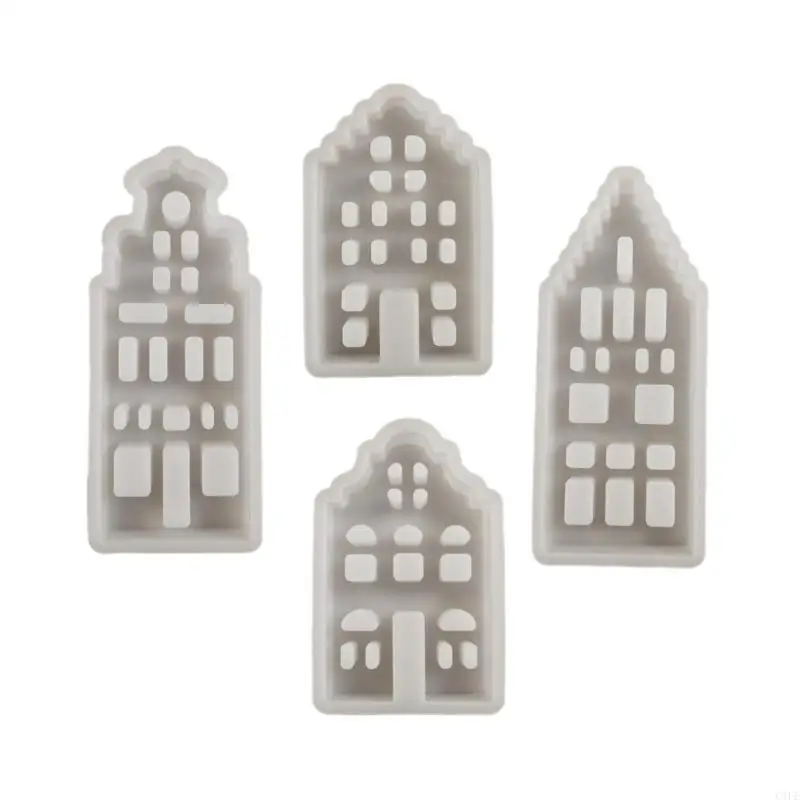 

C1FE 4Pcs Silicone Plaster Molds for Canal House Miniature Figurines Home Decoration